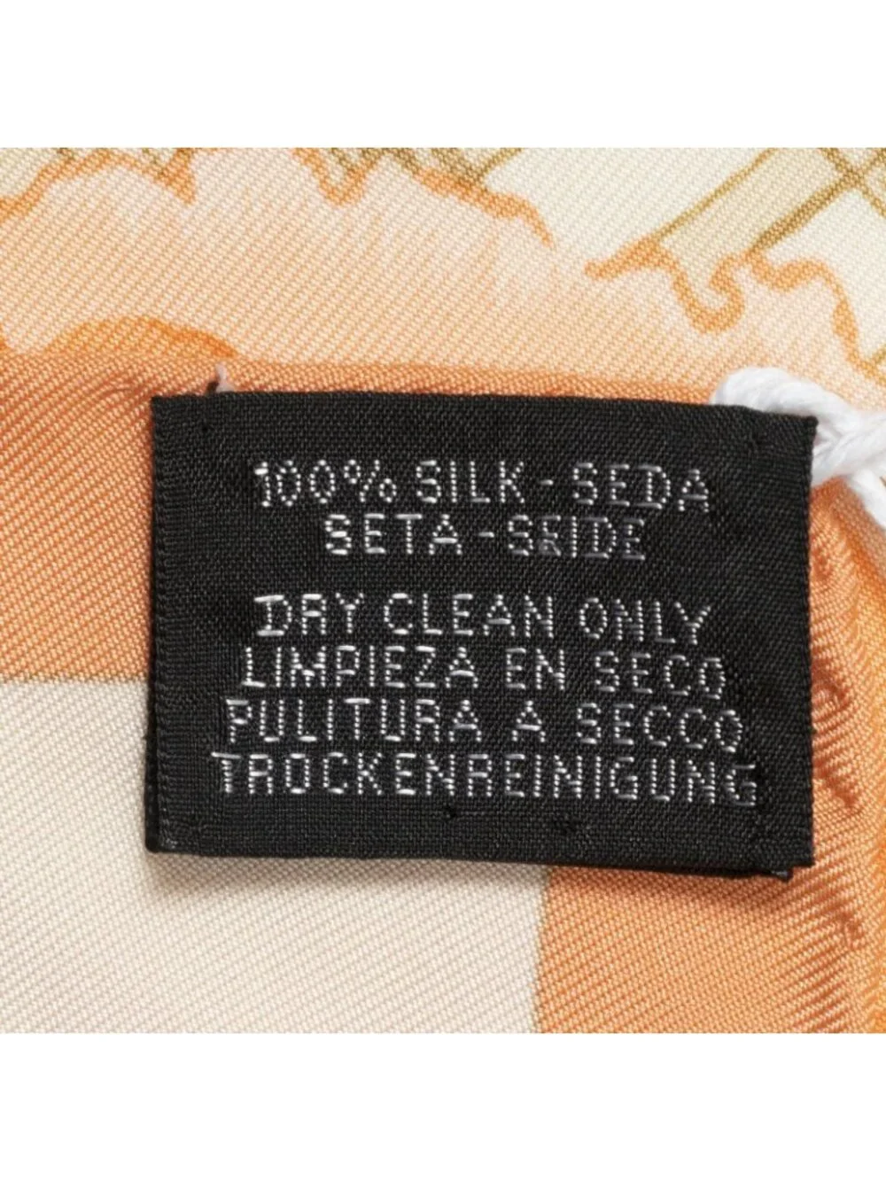 Hermes Scarf Orange Beige Silk